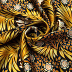 Black Silk Scarf with Gold Floral Motifs Aurum