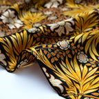 Black Silk Scarf with Gold Floral Motifs Aurum