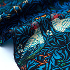 William Morris Inspired Silk Scarf with Bird & Floral Motifs