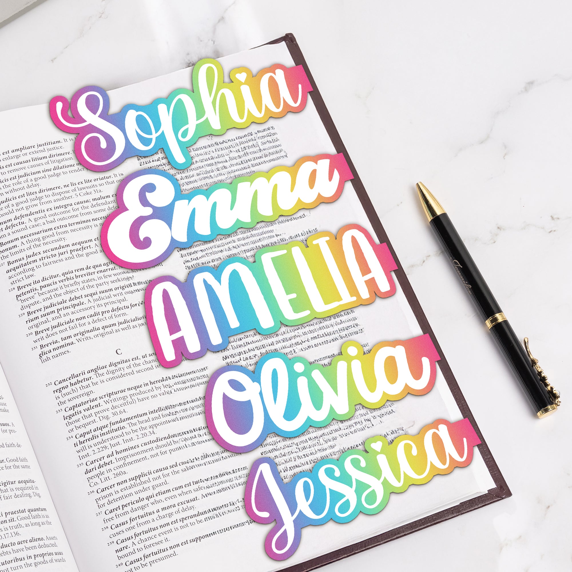 Juego de 2 marcapáginas magnéticos personalizados con nombre en color degradado Regalo de cumpleaños y aniversario para amantes de la lectura Ratones de biblioteca