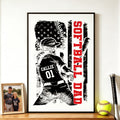 Personalizado Estrellas Rayas Softbol Papá Lienzo Póster Pintura sin llama Enmarcado Pintura con 1-4 Nombres y Números Día del Padre Día del Juego Regalo para papá