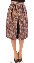 Women's Brown Floral Silk Straight Full Skirt