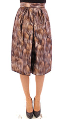 Women's Brown Floral Silk Straight Full Skirt