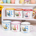 Taza esmaltada de 12 oz con nombre e inicial Regalo de Pascua de uso diario para niños y niñas
