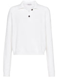 Brunello Cucinelli Ribbed-Knit Polo — white