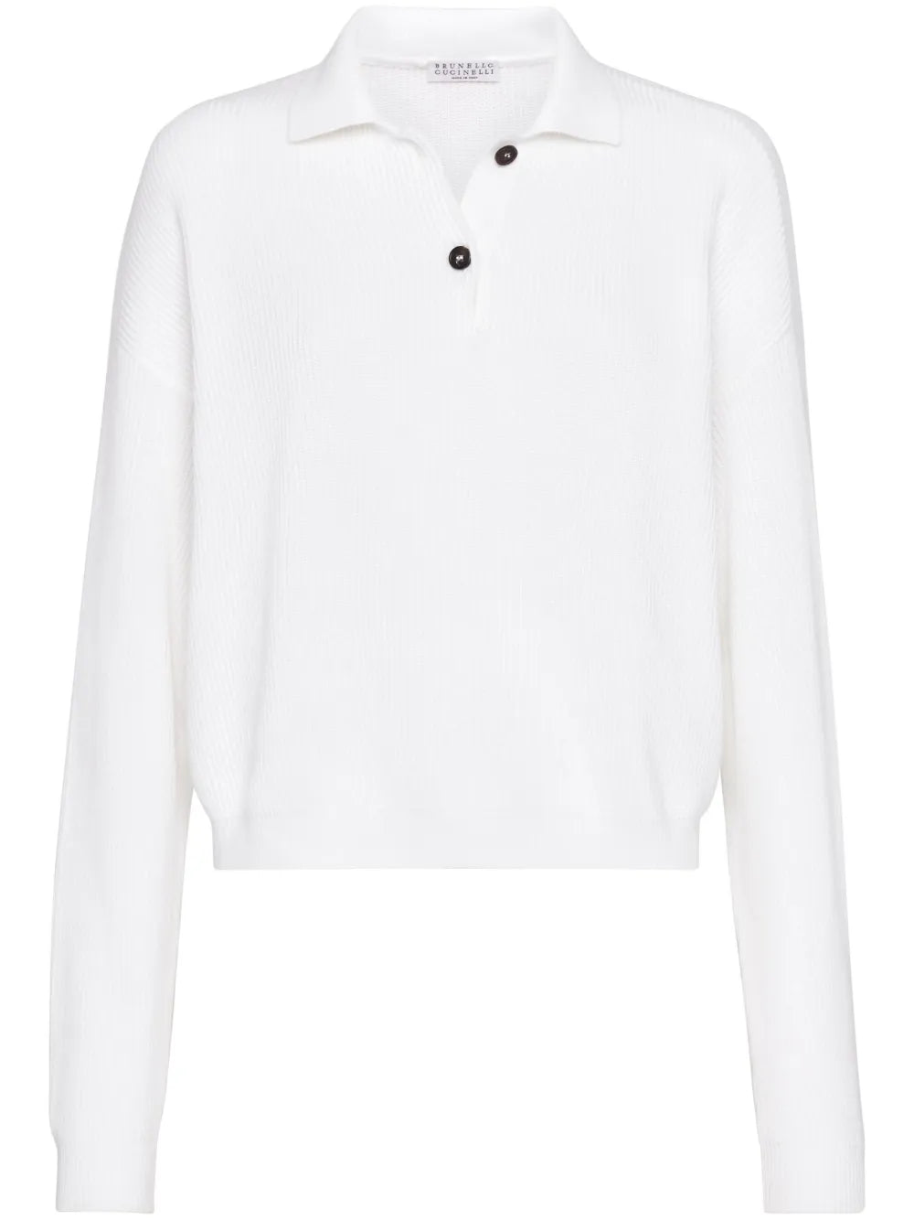 Brunello Cucinelli Ribbed-Knit Polo — white