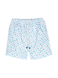 Fedeli Fish-Print Drawstring Swim Shorts — White