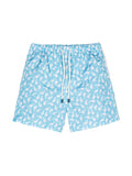 Fedeli Graphic-Print Drawstring-Waistband Swim Shorts — Light Blue
