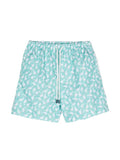 Fedeli Graphic-Print Swim Shorts — Turquoise