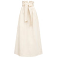 Ecru High Waist A-Line Long Skirt With Belt