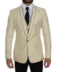 Men's Beige Polka Dot Silk 2 Piece Blazer Polyester Clothing