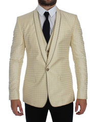 Men's Beige Polka Dot Silk 2 Piece Blazer Polyester Clothing