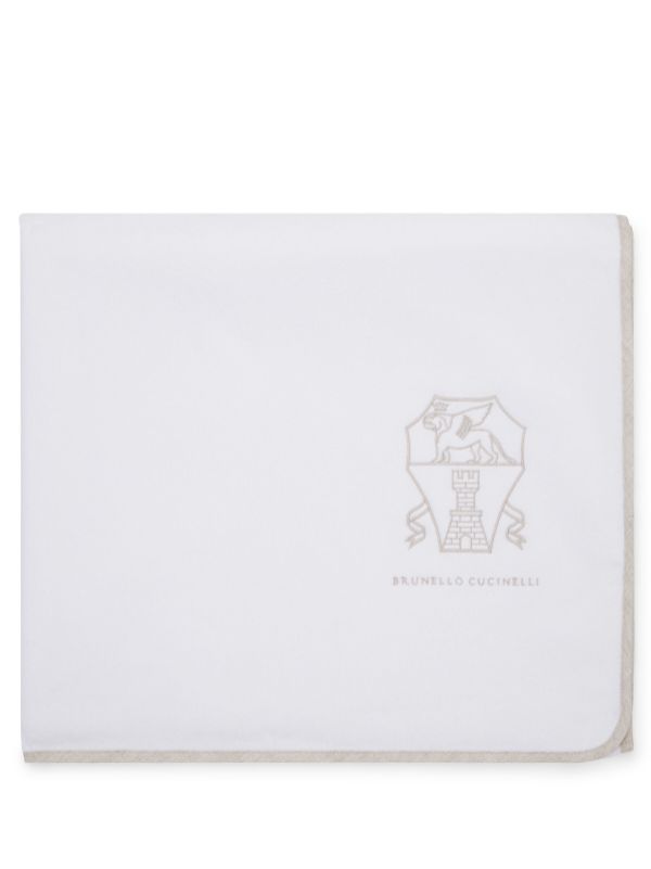 Brunello Cucinelli Logo-Embroidered Cotton Towel — White