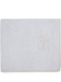 Brunello Cucinelli Logo-Embroidered Cotton Beach Towel — Light grey