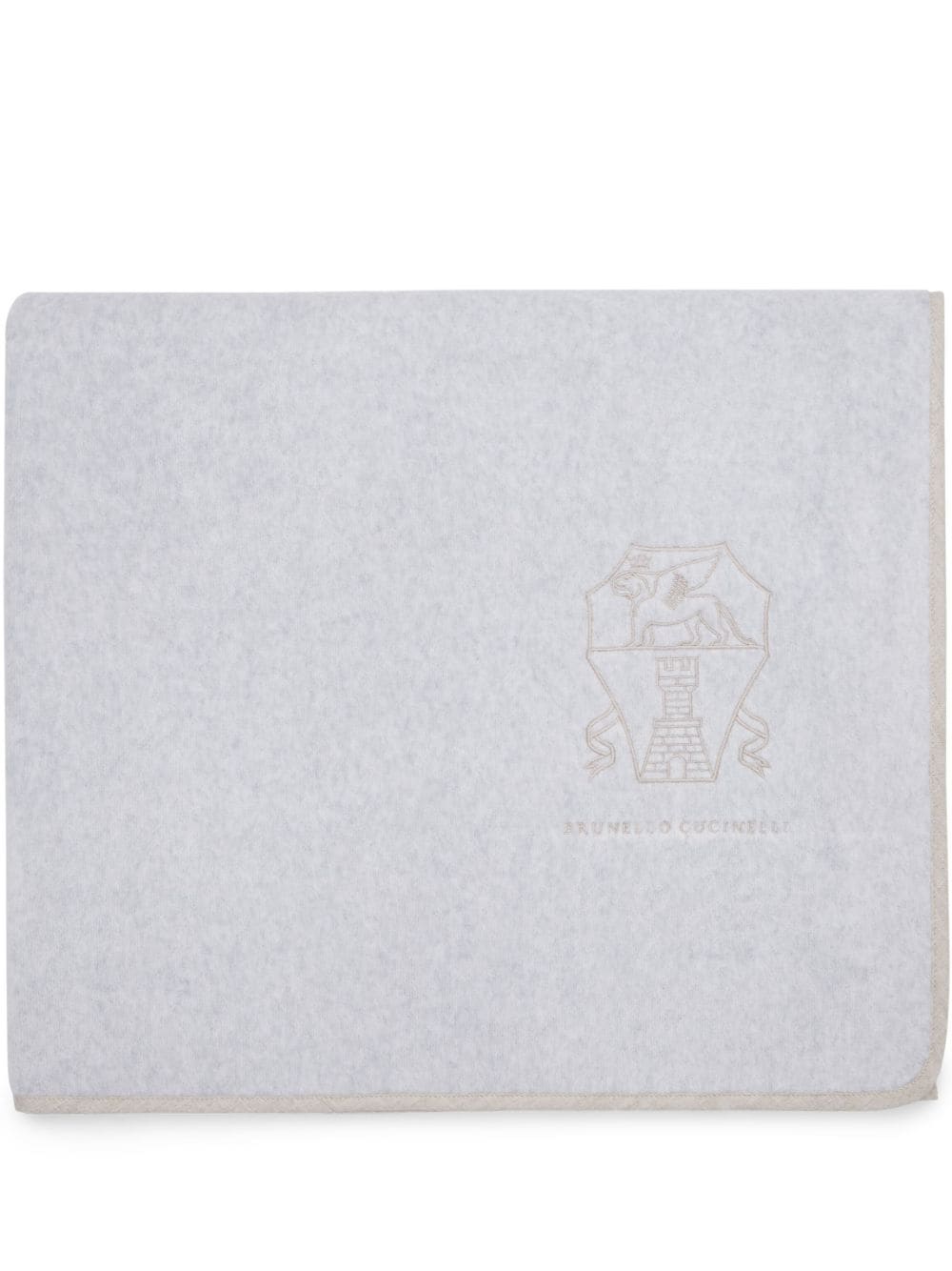 Brunello Cucinelli Logo-Embroidered Cotton Beach Towel — Light grey