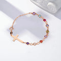 Personalizada Minimalista Cruz 1-12 Birthstone Pulsera Dainty Jewelry Christening Mother's Day Birthday Gift for Women Christian
