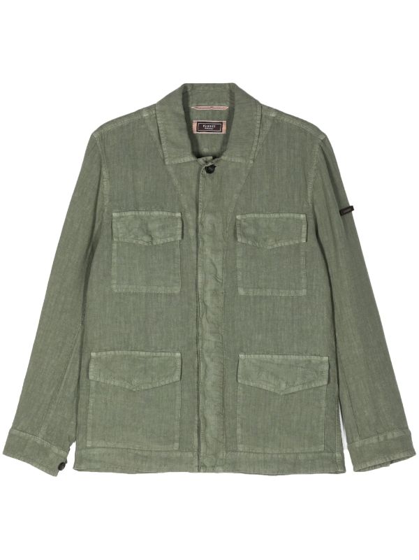 Peserico Four-Pocket Linen Shirt — green