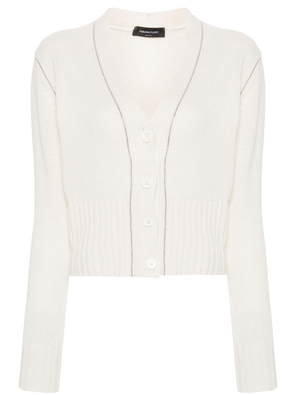 Fabiana Filippi Bead-Embellished Cashmere Cardigan — Ivory