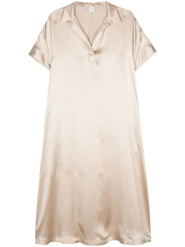Eleventy Silk Satin Dress — Beige