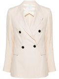 Eleventy Double-Breasted Linen Blazer — Beige