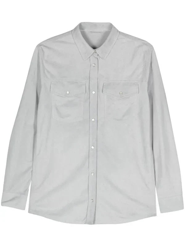 Eleventy Suede Shirt — Grey