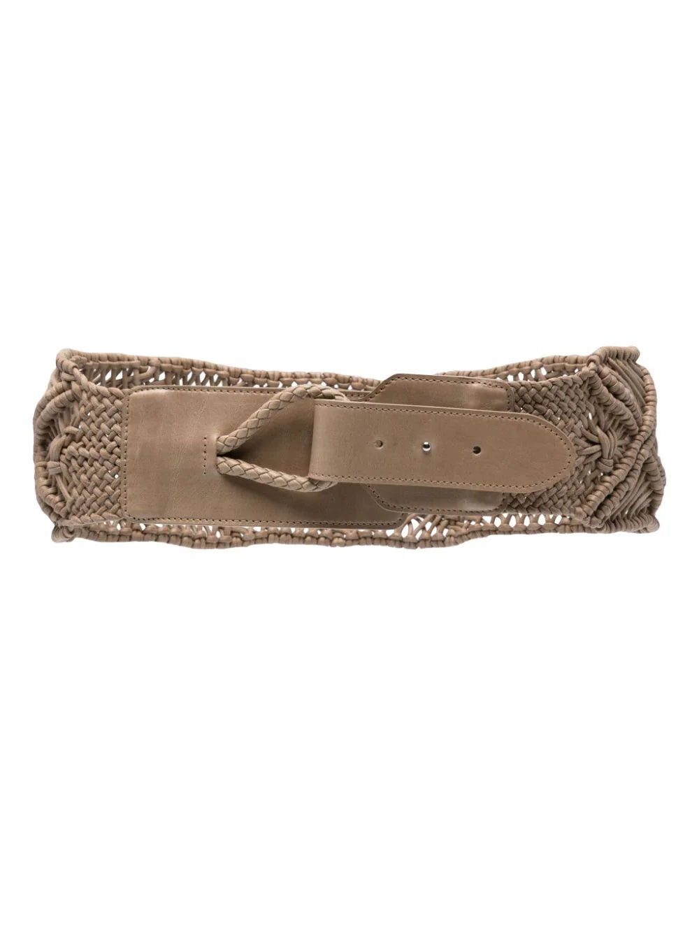 Eleventy Braided Leather Belt — Beige