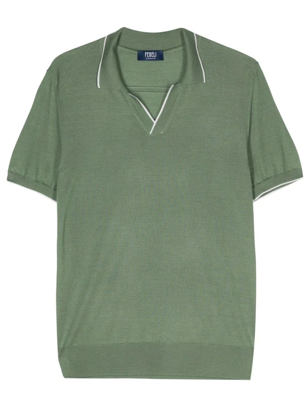 Fedeli Fine-Knit Cashmere-Silk Blend Polo Shirt — Olive Green