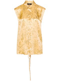 Fabiana Filippi Floral-Print Silk Blouse — Gold