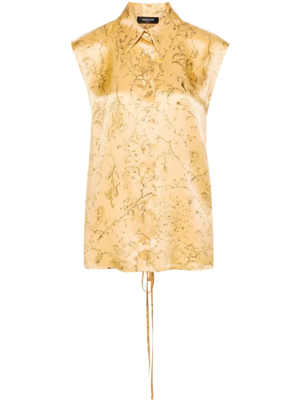 Fabiana Filippi Floral-Print Silk Blouse — Gold