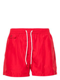 Kiton Drawstring-Waist Swim Shorts — Red