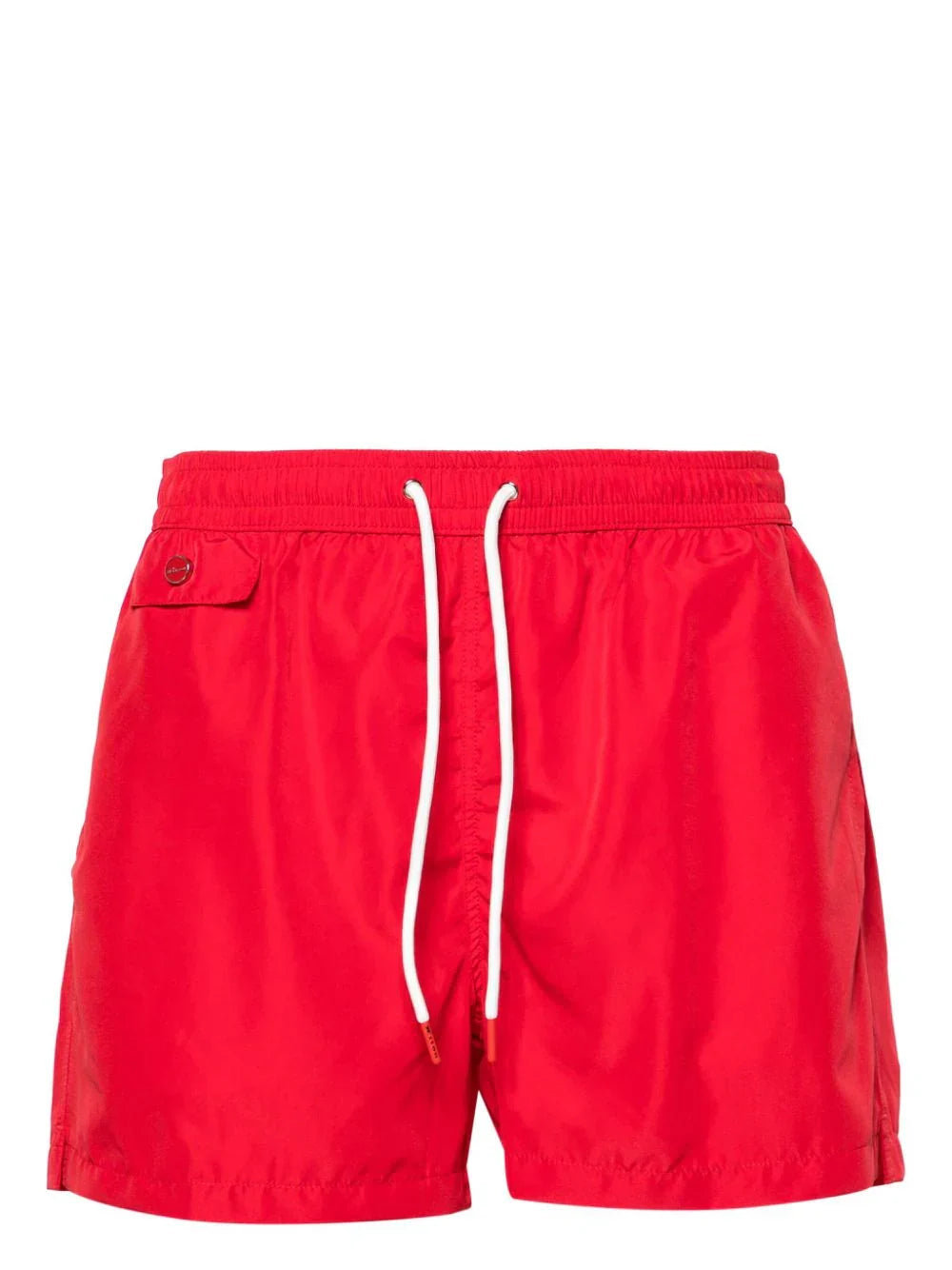 Kiton Drawstring-Waist Swim Shorts — Red