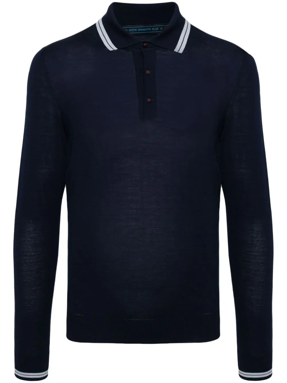 Kiton Knitted Wool Polo Shirt — Navy