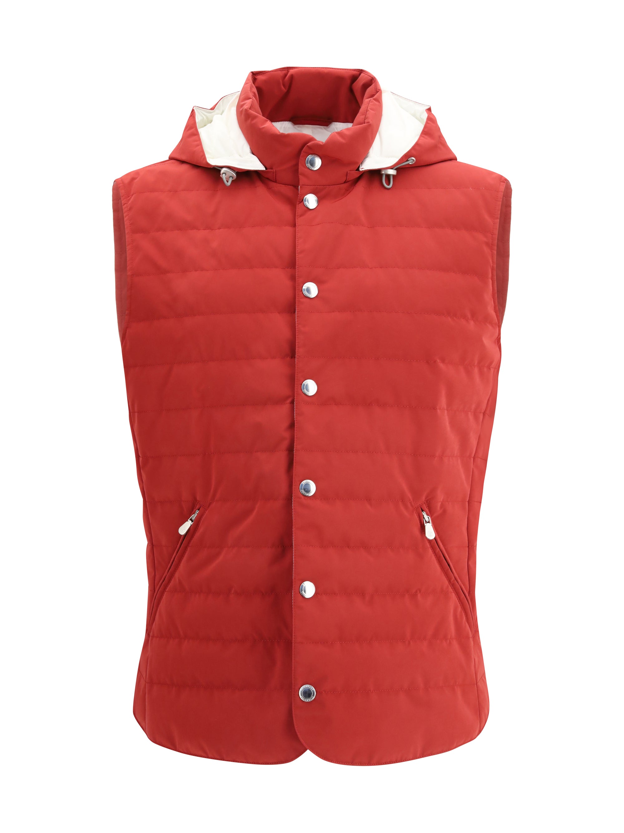 Brunello Cucinelli Quilted Down Vest — Red