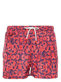 Kiton Graphic-Print Swim Shorts — Red
