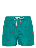 Kiton Logo-Print Swim Shorts — Teal
