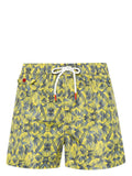 Kiton Graphic-Print Swim Shorts — Yellow