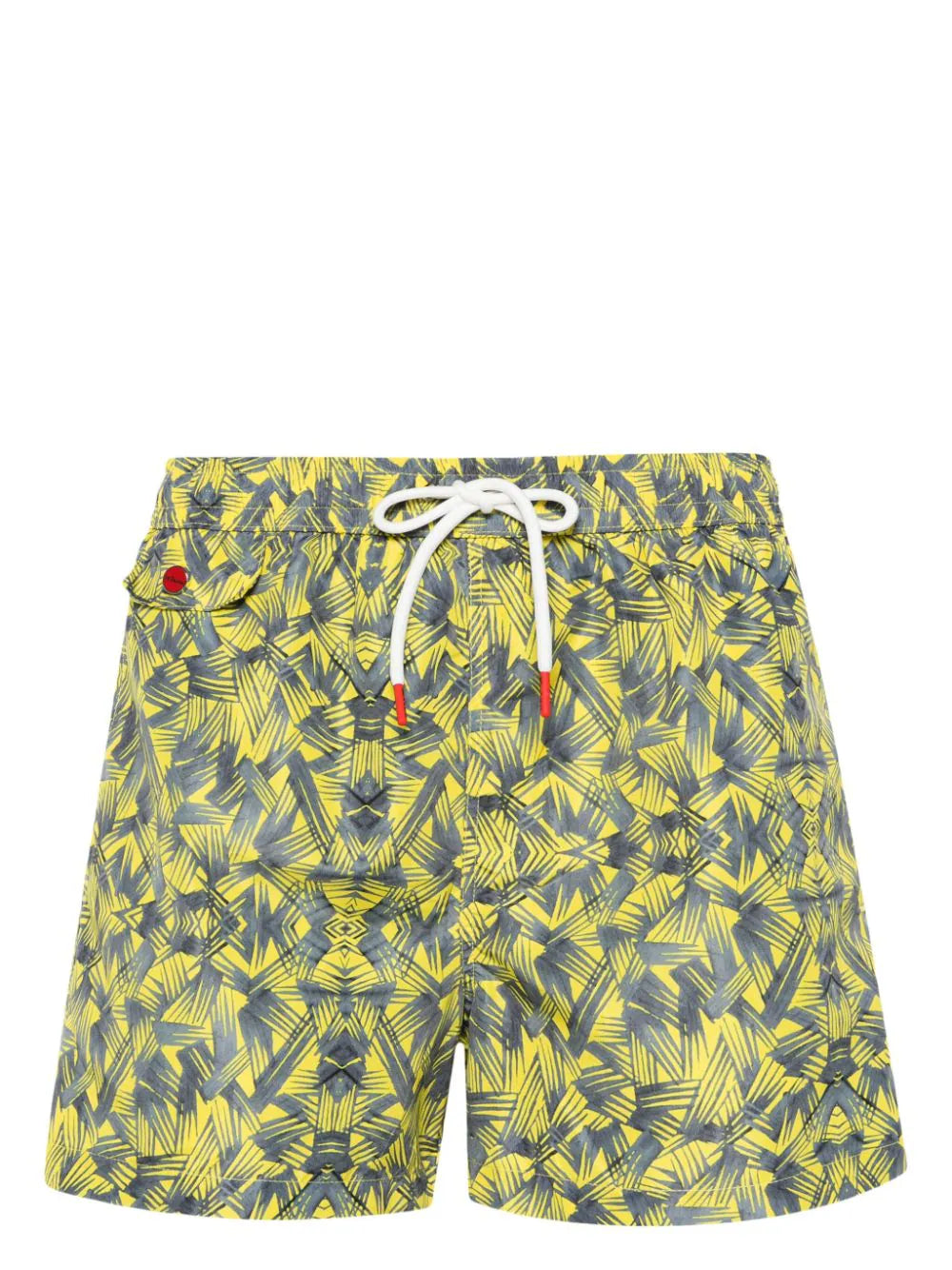 Kiton Graphic-Print Swim Shorts — Yellow