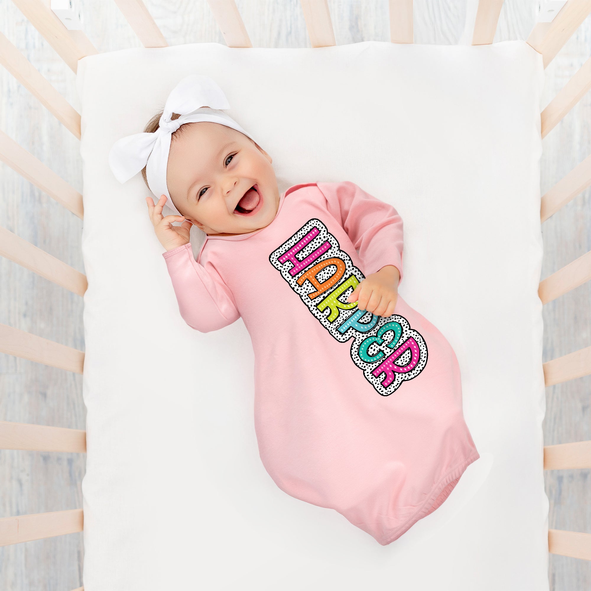 Dálmata Personalizado Lunares Letras de Colores 100% Algodón Bata de Dormir para Bebé con Nombre Baby Shower Regalo de Bienvenida a Casa para Recién Nacido