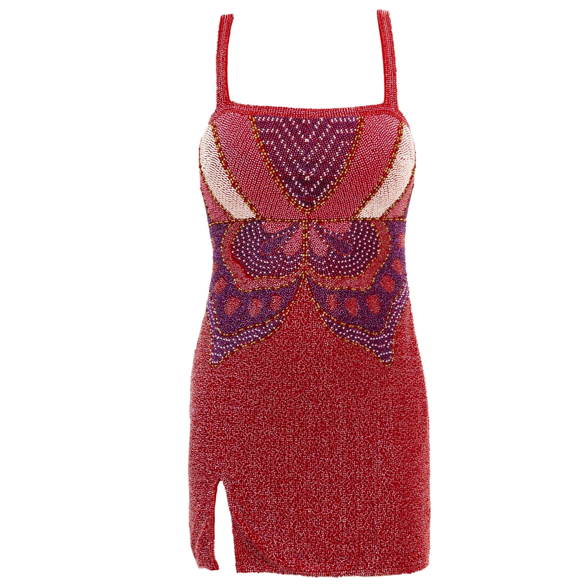 Butterfly Hand-Beaded Embellished Mini Dress