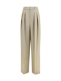 Saint Laurent Wool and Silk Canvas Tailored Trousers — Yellow