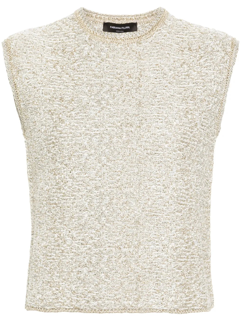 Fabiana Filippi Metallic Bouclé Tank Top — Cream