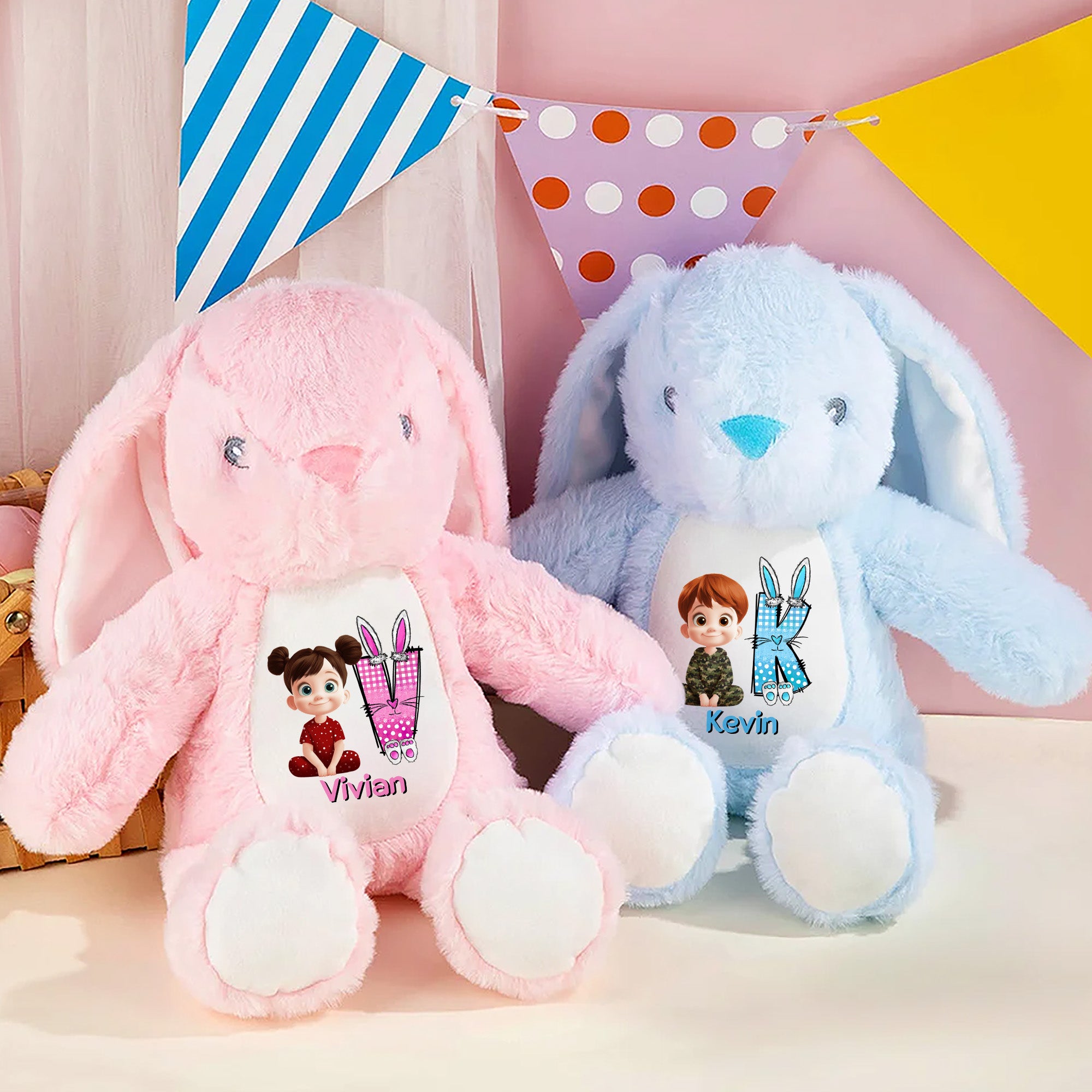 Conejito de peluche personalizado con nombre de Pascua Regalo de cumpleaños para niños