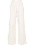 Kiton High-Waisted Straight-Leg Jeans — Light Beige