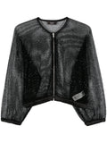 Peserico Sequin-Embellished Mesh Jacket — Black