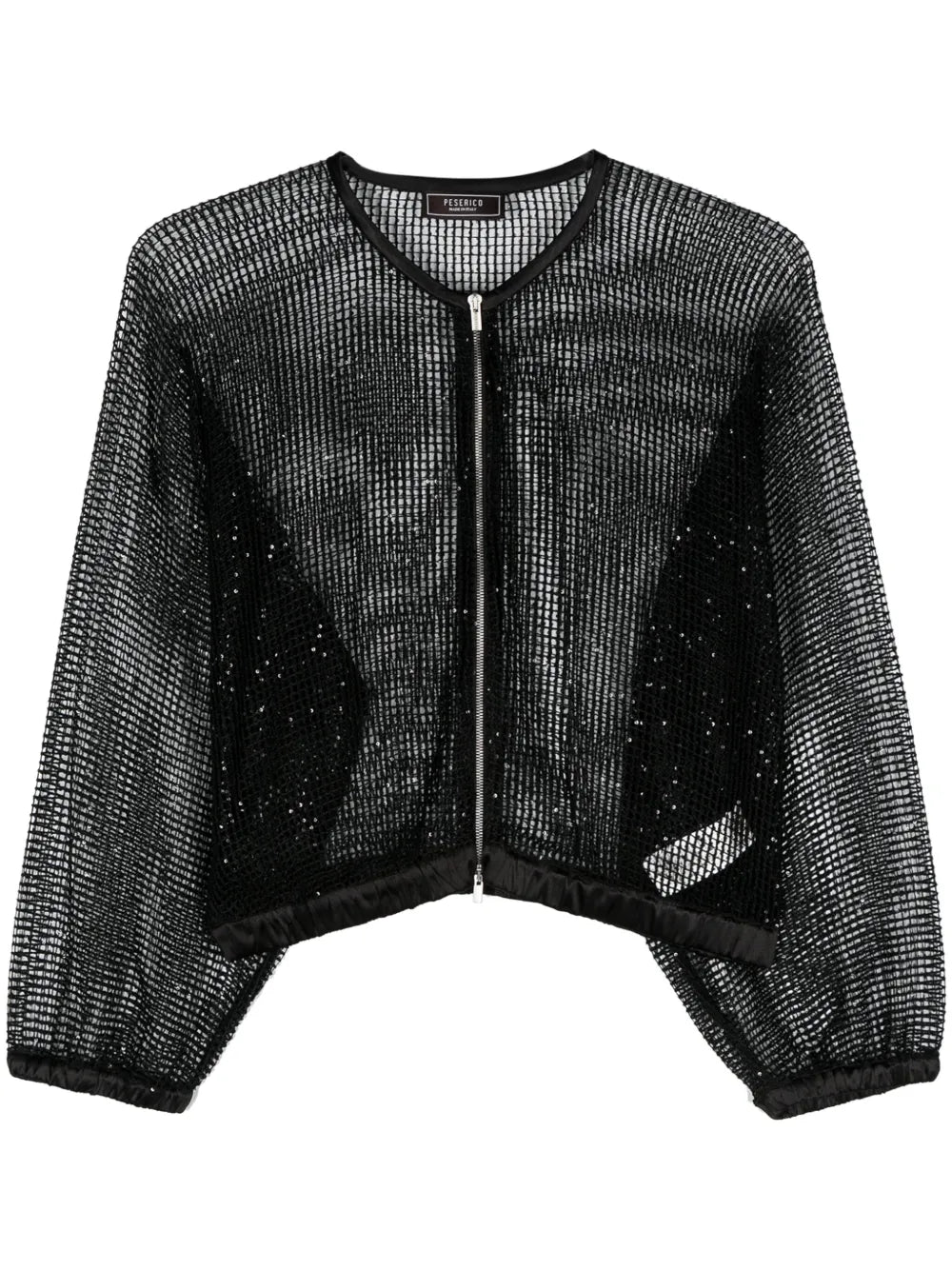 Peserico Sequin-Embellished Mesh Jacket — Black