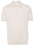 Eleventy Fine-Ribbed Cotton Polo Shirt — Beige