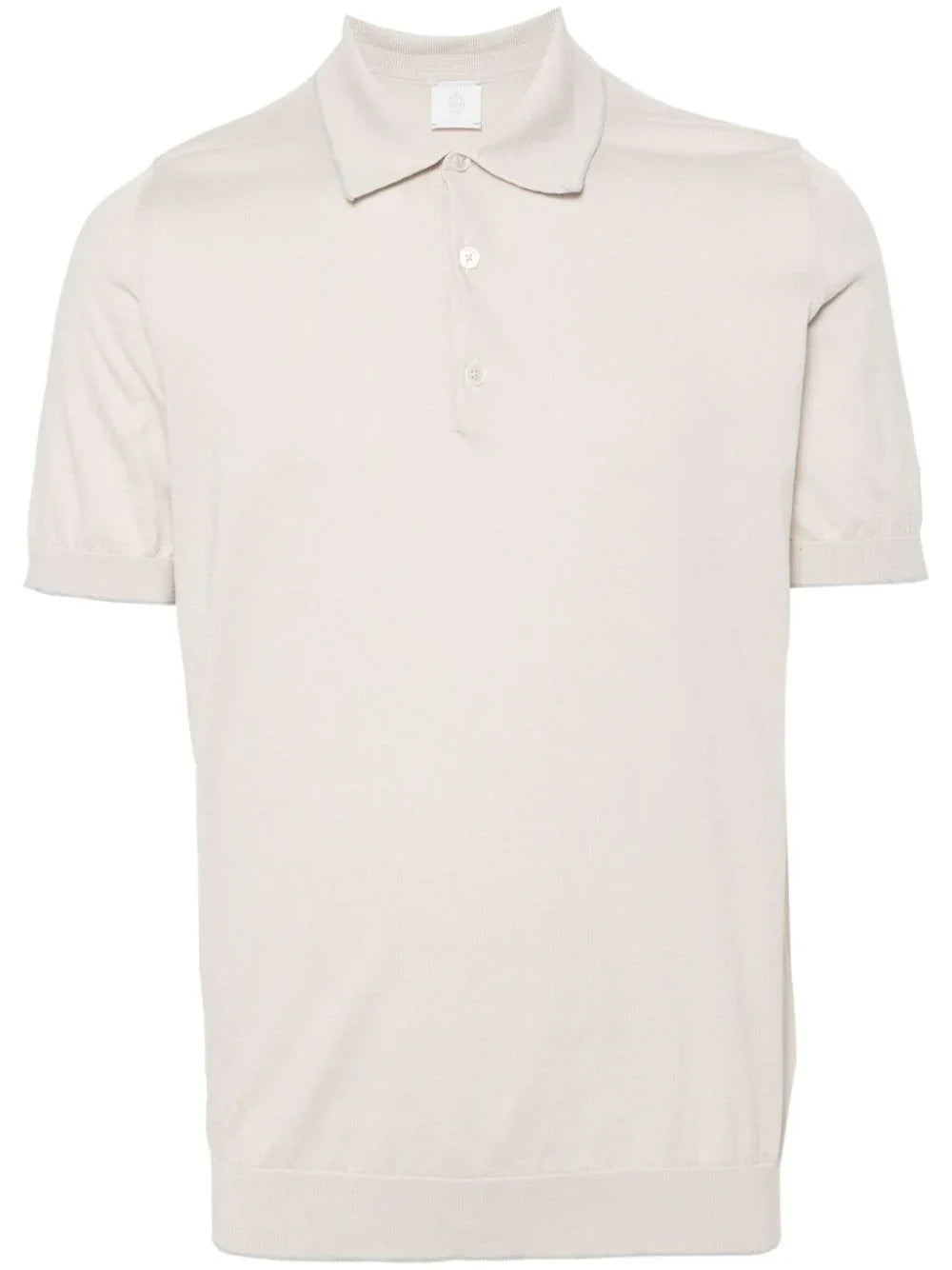 Eleventy Fine-Ribbed Cotton Polo Shirt — Beige