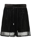 Peserico Sequin-Embellished Mesh Shorts — Black