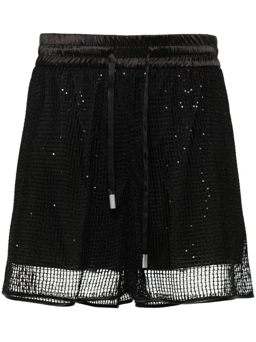 Peserico Sequin-Embellished Mesh Shorts — Black