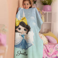 Castillo de princesas de dibujos animados personalizado Manta suave con nombre Decoración del hogar Regalo de cumpleaños para niñas